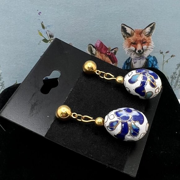 Avon Cloisonne Easter Egg Earrings 1996 - Picture 3 of 5